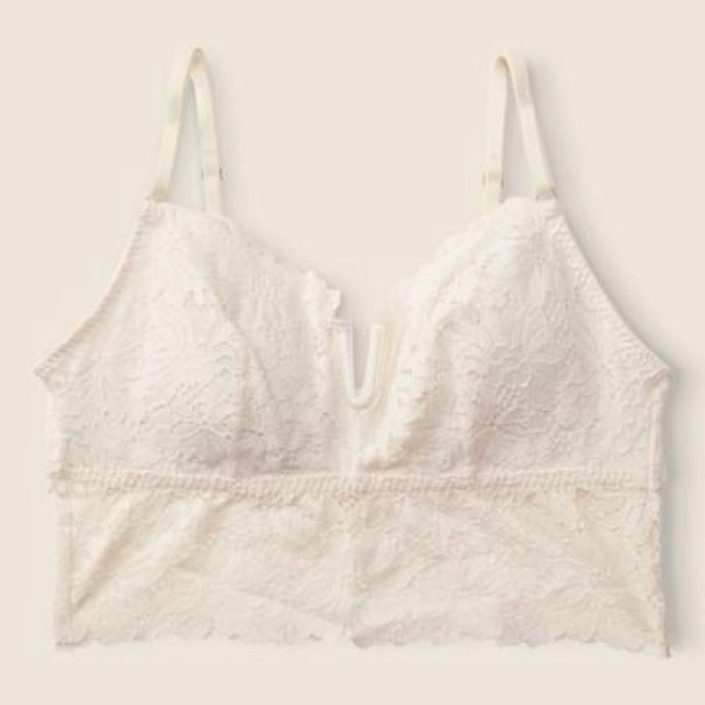 NWT! Victoria’s Secret | White Lace Strappy Back Longline Bralette | XXL